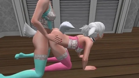 2 Hase Cutie in hellen Nylon- und Unterwäsche Doggystyle-Sex – SL Manga Pelzige Tiere