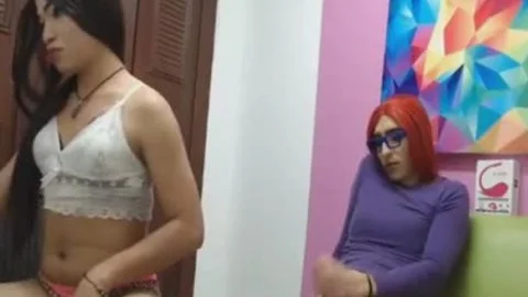 couple ladyboy Jerking rod And Fingering booties
